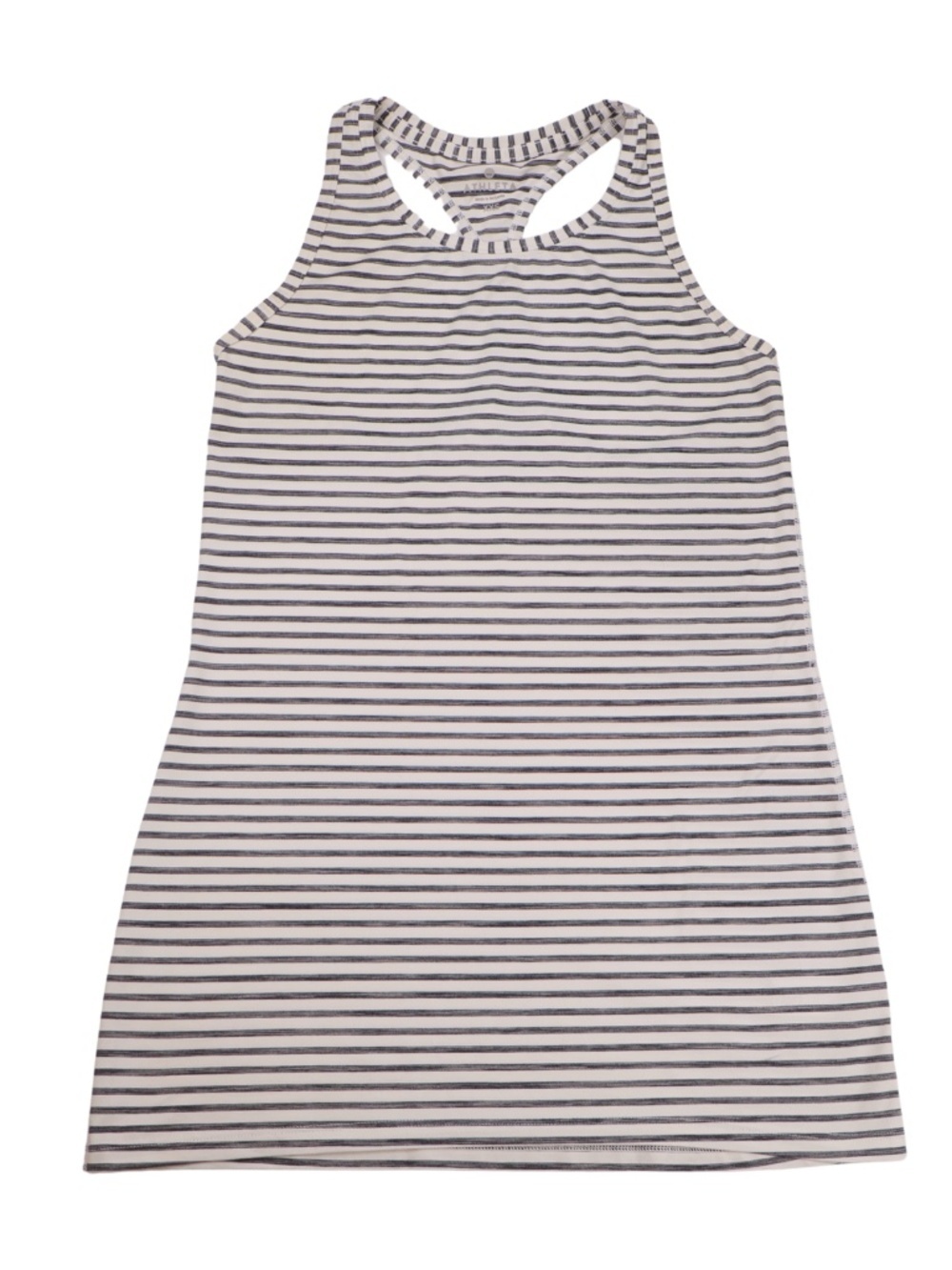 Athleta Striped Racerback Tank Top XXS White Gray Athletic Activewear
